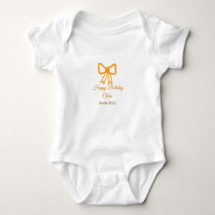 Body Para Bebé Naranja amarillo arco acuarela retro feliz cumplea