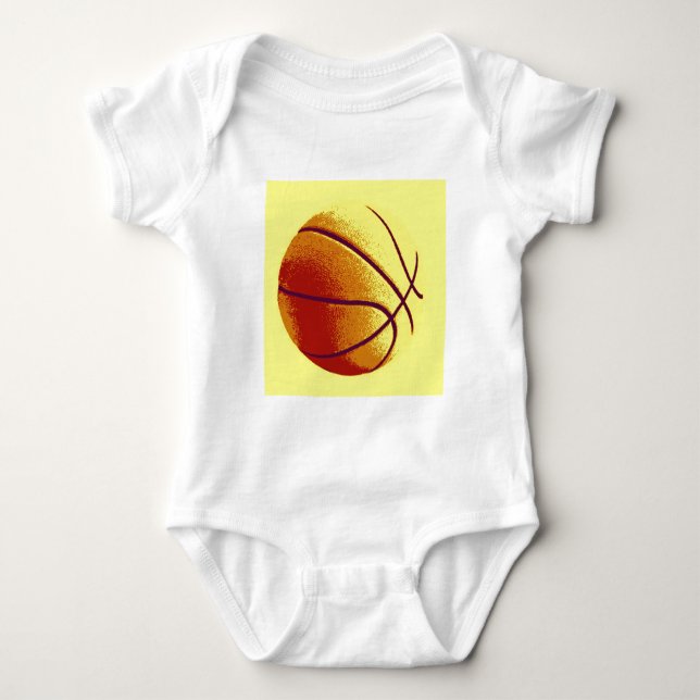 Body Para Bebé Naranja amarillo Pop Art Basketball (Anverso)