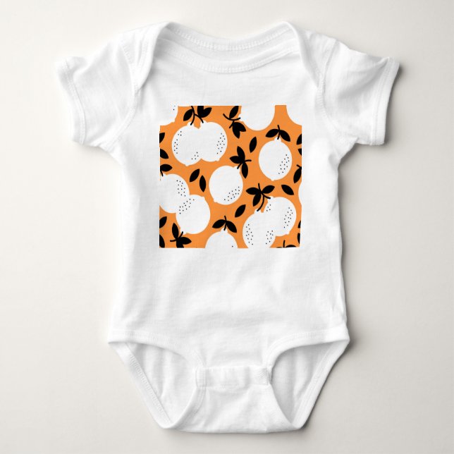 Body Para Bebé Naranja Bliss: Exquisito patrón de fruta (Anverso)