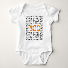 Body Para Bebé Naranja Boo Halloween Spooky Skull Pattern