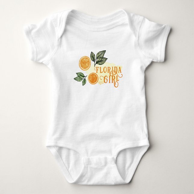 Body Para Bebé Naranja Citrus Fruit Florida Chica Baby Bodysuit (Anverso)