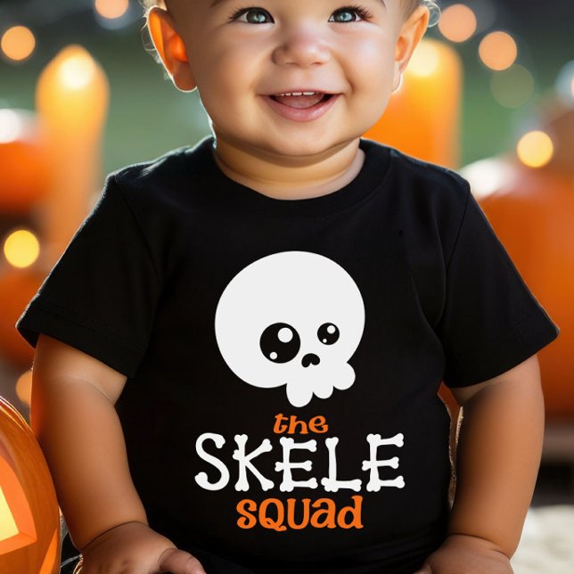 Body Para Bebé Naranja del Escuadrón de Esquelo de la Familia Hal (Skele Squad Matching Halloween Family Shirts - Baby)
