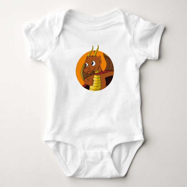 Body Para Bebé Naranja dragón personalizado traje de bebé (Anverso)