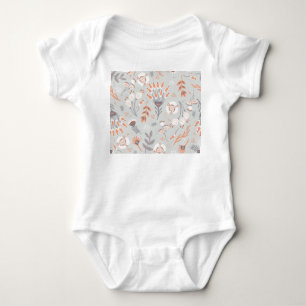 Body Para Bebé Naranja Gris Pastel Floral: Elegancia Vintage