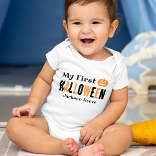 Body Para Bebé Naranja moderno negro mi primer Halloween con nomb