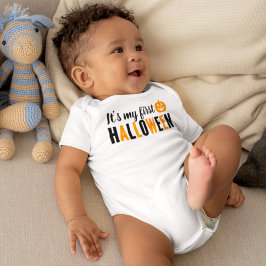 Body Para Bebé Naranja moderno y negro mi primer Halloween