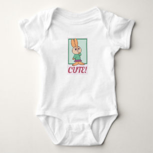 Body Para Bebé Naranja retro, conejo conejito verde y rosa