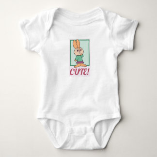 Body Para Bebé Naranja retro, conejo conejito verde y rosa