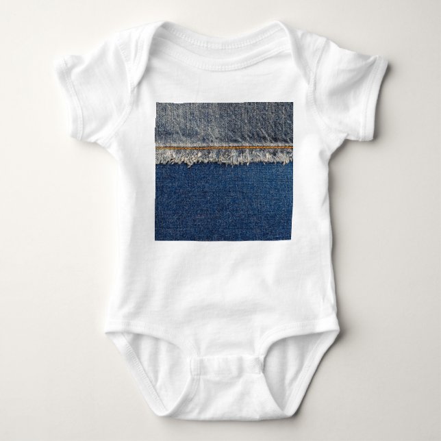 Body Para Bebé Naranja Stitch, Parche De Doble Denim. (Anverso)