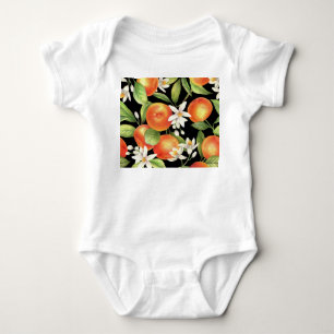 Body Para Bebé Naranjas de mano desatada: Ilustracion floral.