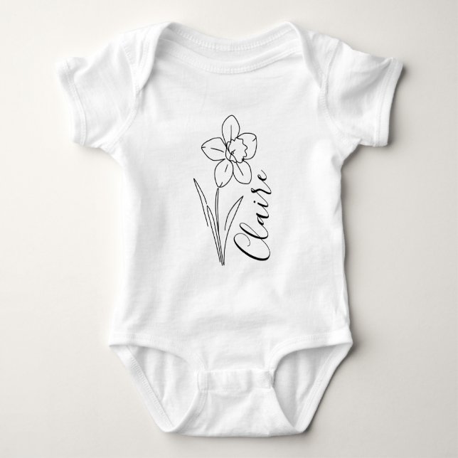 Body Para Bebé Narciso de marzo flor de nacimiento personalizada  (Anverso)