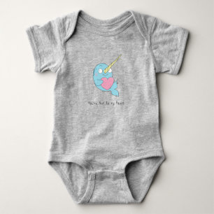 Body Para Bebé Narwhal con el mono azul para bebé corazón