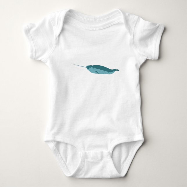Body Para Bebé Narwhal en el océano azul (Anverso)