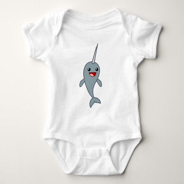 Body Para Bebé Narwhal feliz (Anverso)