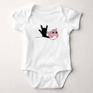Body Para Bebé Narwhal rosado ASL te amo - Diseño de cultura sord