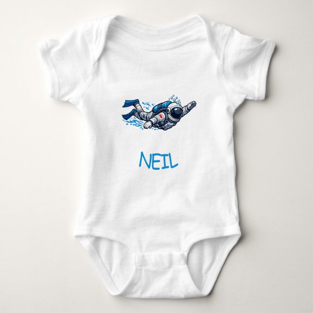 Body Para Bebé Natación de astronauta (Anverso)