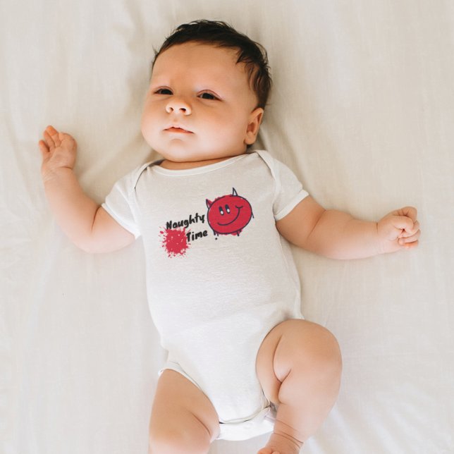 Body Para Bebé Naughty Monster (cartoon little evil naughty monster on organic baby bodysuit.)