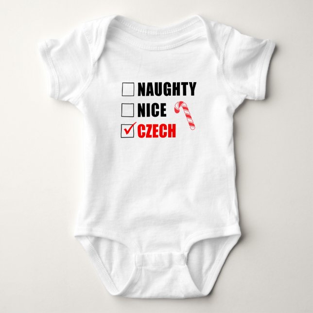 Body Para Bebé Naughty Nice Czech Santa List Baby Bodysuit (Anverso)
