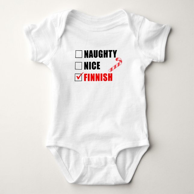 Body Para Bebé Naughty Nice Finlandés Santa List Baby Bodysuit (Anverso)