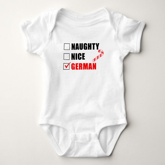 Body Para Bebé Naughty Nice German Santa List Baby Bodysuit (Anverso)