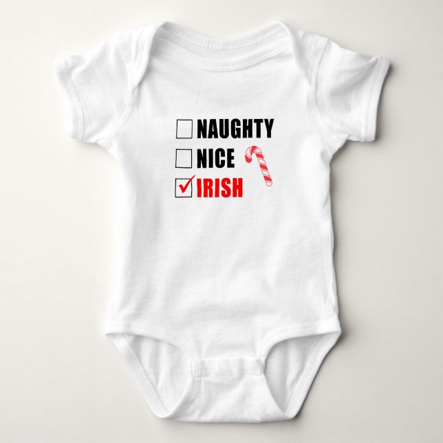 Body Para Bebé Naughty Nice Irish Santa List Baby Bodysuit (Anverso)