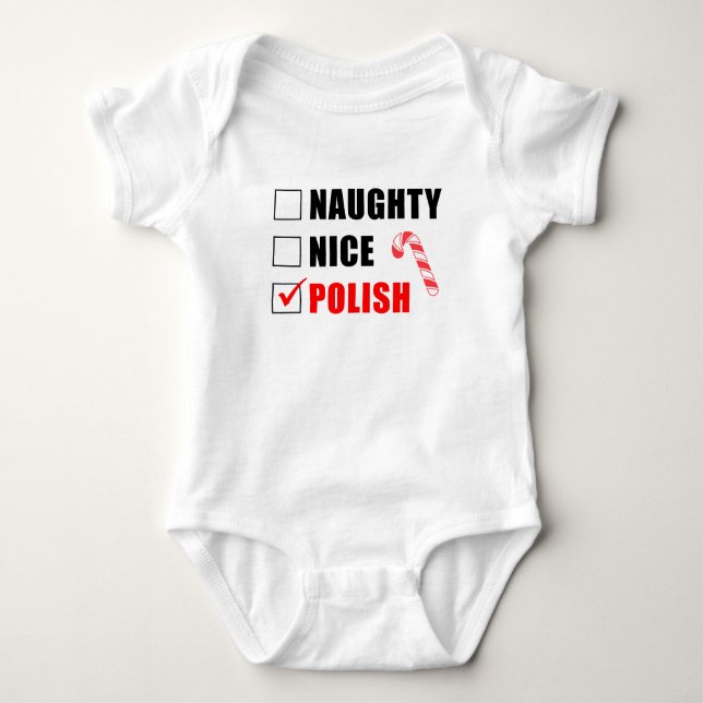 Body Para Bebé Naughty Nice polaco Santa List Baby Bodysuit (Anverso)