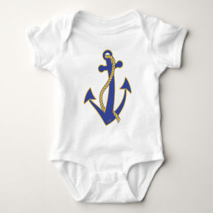 Body Para Bebé Nautical Anchor Naval con Oro Rope