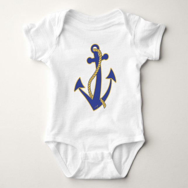 Body Para Bebé Nautical Anchor Naval con Oro Rope (Anverso)