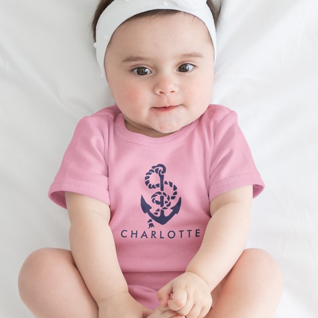 Body Para Bebé Nautical Anchor Pink Personalizado (Subido por el creador)