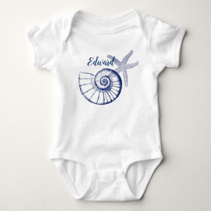 Body Para Bebé Nautilus Seashell & Starfish Marine Life Personali