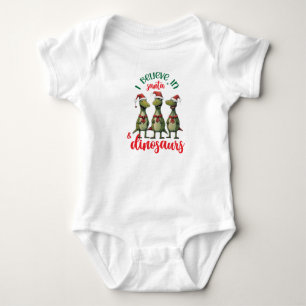 Body Para Bebé Navidad Bonita Creo en Santa y Dinosaurios