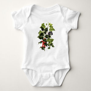 Body Para Bebé navidad del diseño del acebo y de la hiedra