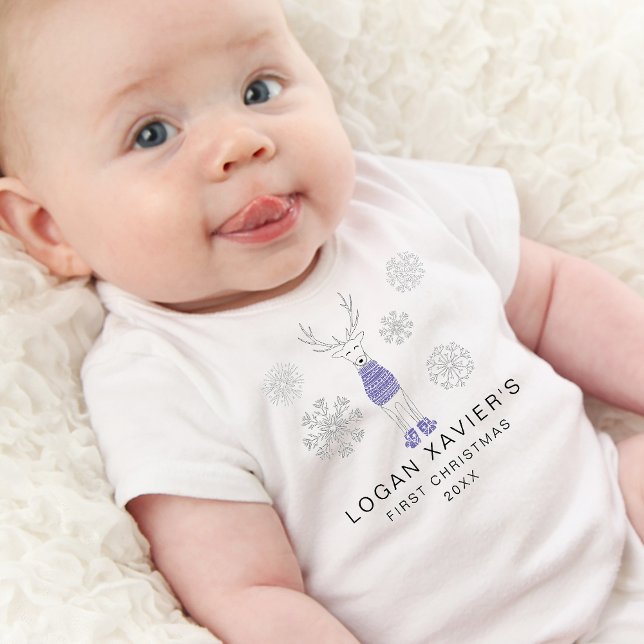 Body Para Bebé Navidad moderna primera Cozy Reno (Modern First Christmas Cozy Reindeer Baby Bodysuit)