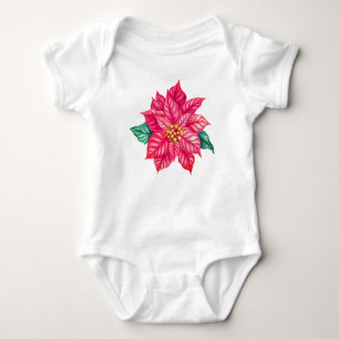 Body Para Bebé Navidades Acuarela Poinsettia Flor-74545