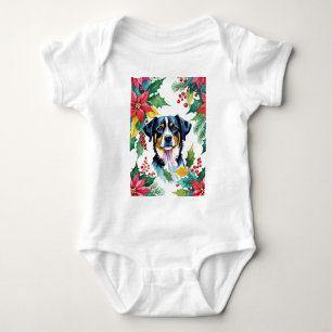 Body Para Bebé Navidades Adorables Perro con Poinsettias