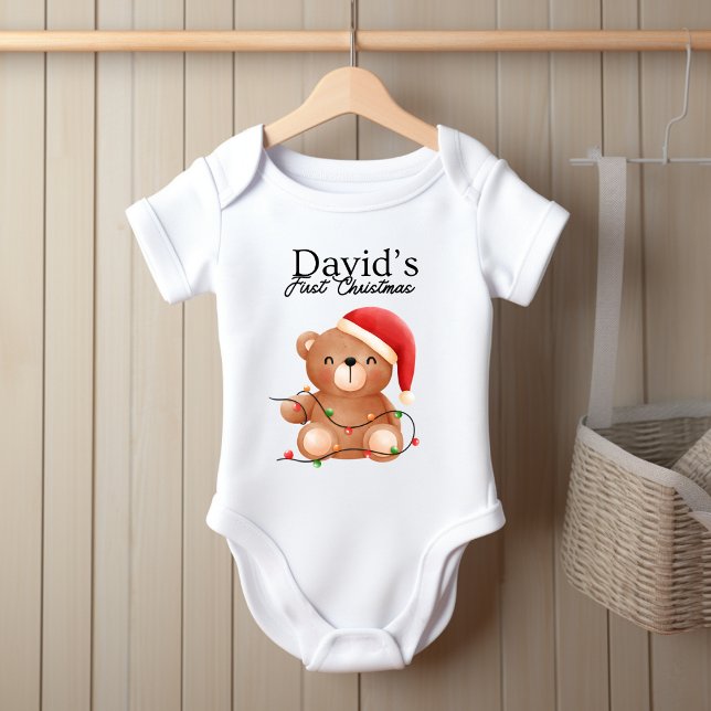 Body Para Bebé Navidades Baby Bear Bodysuit (Christmas Baby Bear Personalized bodysuit)