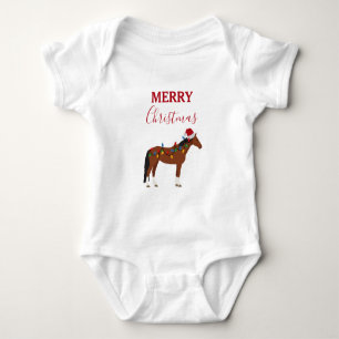 Body Para Bebé Navidades Caballo Santa Hat Xmas Luces