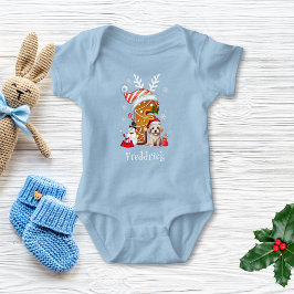 Body Para Bebé Navidades Cachorro Gingerbread Letra Letra F Boy