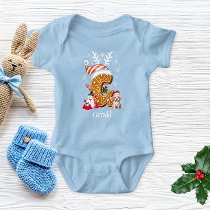 Body Para Bebé Navidades Cachorro Gingerbread Letra Letra G Boy