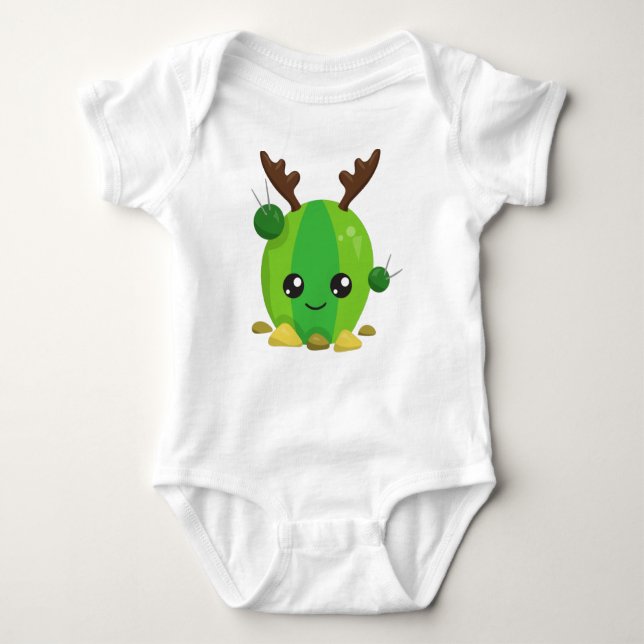 Body Para Bebé Navidades Cactus, Cactus Cute, Antlers, Holiday (Anverso)