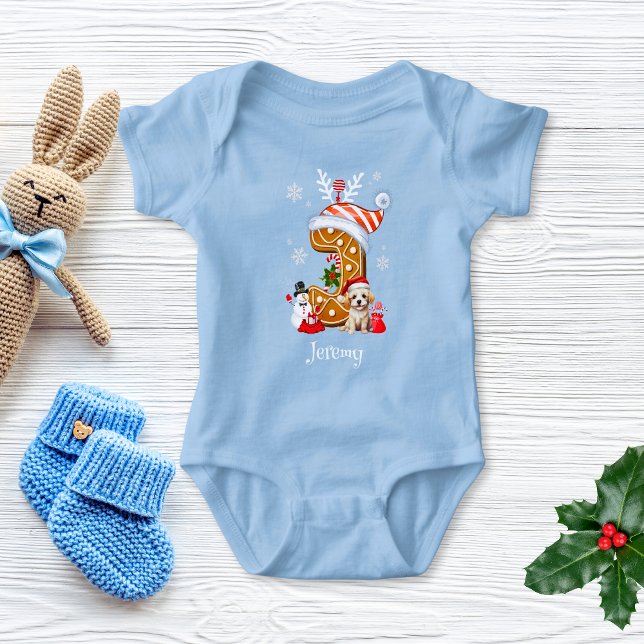 Body Para Bebé Navidades caprichosos Gingerbread Letra J Boy (Subido por el creador)
