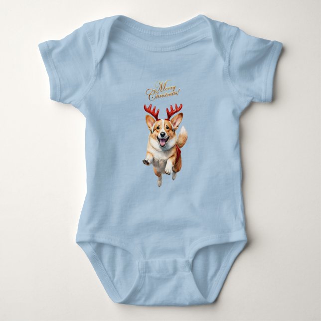 Body Para Bebé Navidades Corgi con renos (Anverso)