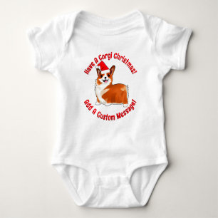 Body Para Bebé Navidades Corgi Dog Con Camiseta Santa Hat