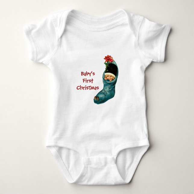 Body Para Bebé Navidades cortos, niño pequeño, azul rosado (Anverso)