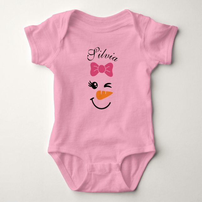 Body Para Bebé Navidades Cuadros De Snowman Face Baby Bodysuit (Anverso)