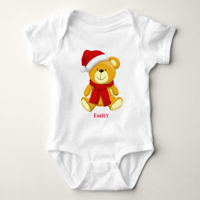 Body Para Bebé Navidades Cuidados Teddy Bear Santa Baby Bodysuit (Anverso)