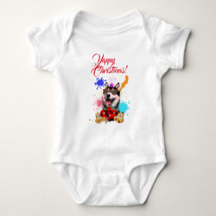 Body Para Bebé Navidades Cute Siberian Husky Yappy personalizable