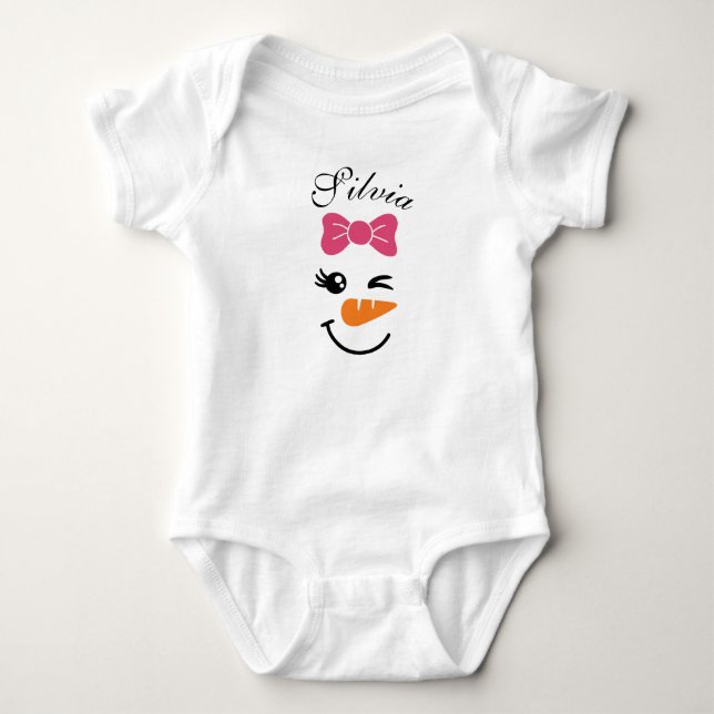 Body Para Bebé Navidades Cute Snowman Face (Anverso)
