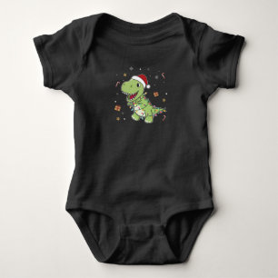 Body Para Bebé Navidades de Dinosaurios Niegan Invierno T-Rex Din