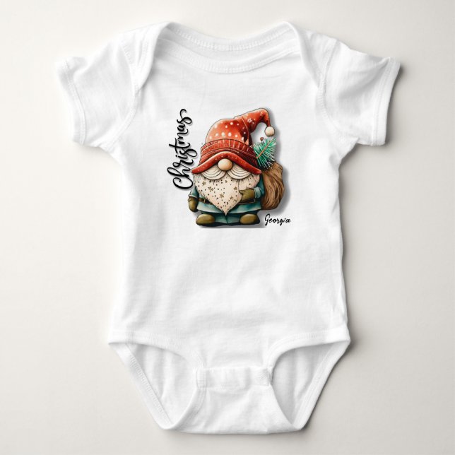 Body Para Bebé Navidades de Gnome camiseta de una pieza (Anverso)